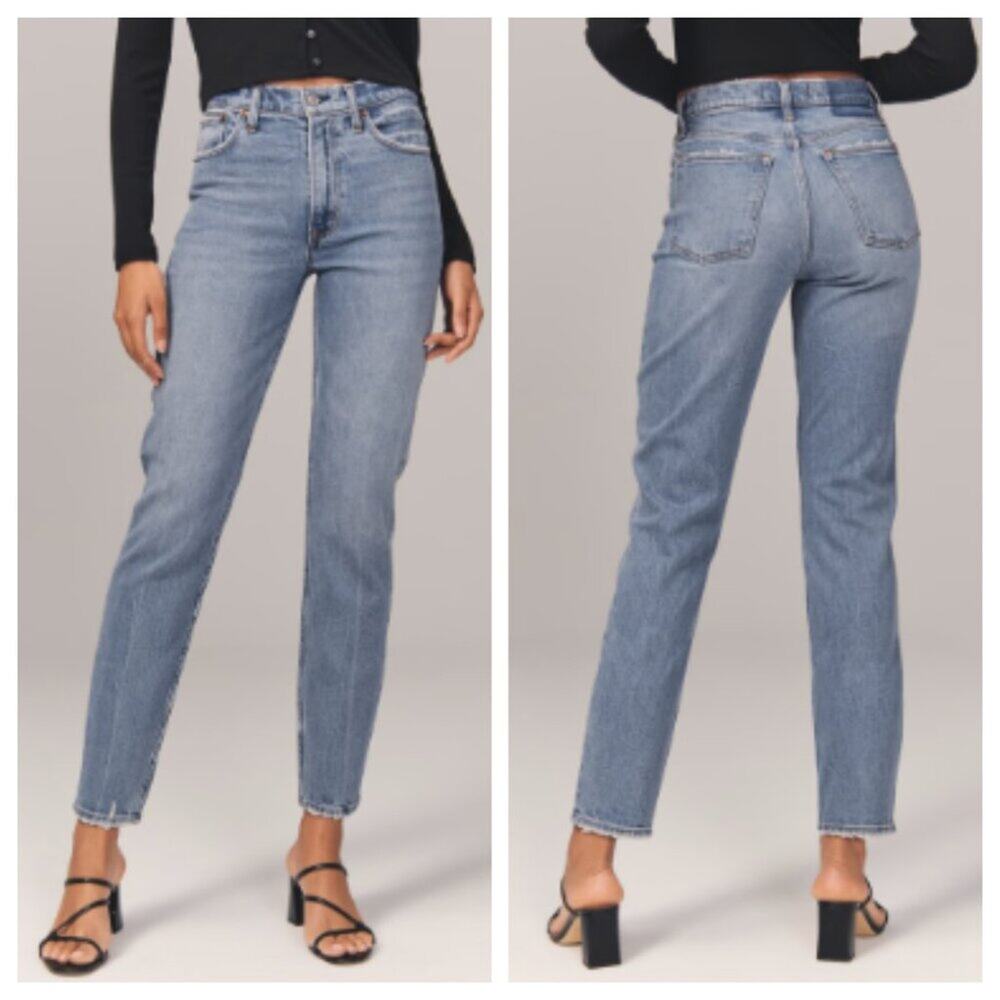 NWT Abercrombie & Fitch Women's Curve Love High Rise The Mom Jean Size 36x32